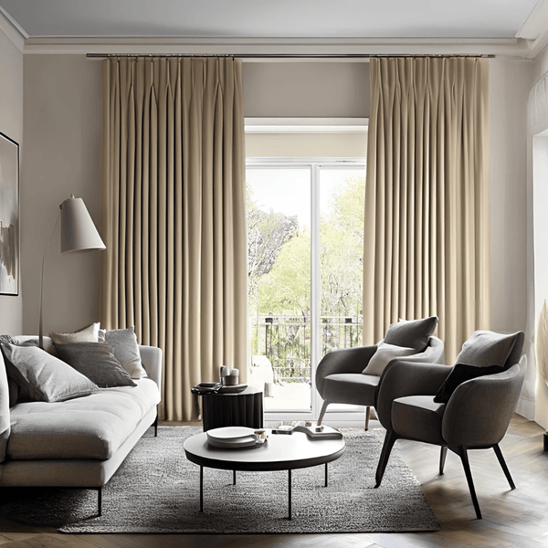 Milan Double Pinch Pleat Dimout Curtains — blockout curtain from CAS Blinds Sydney