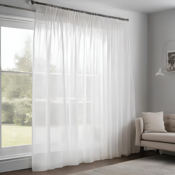 White Light Filtering Double Pinch Pleat Sheer Curtain